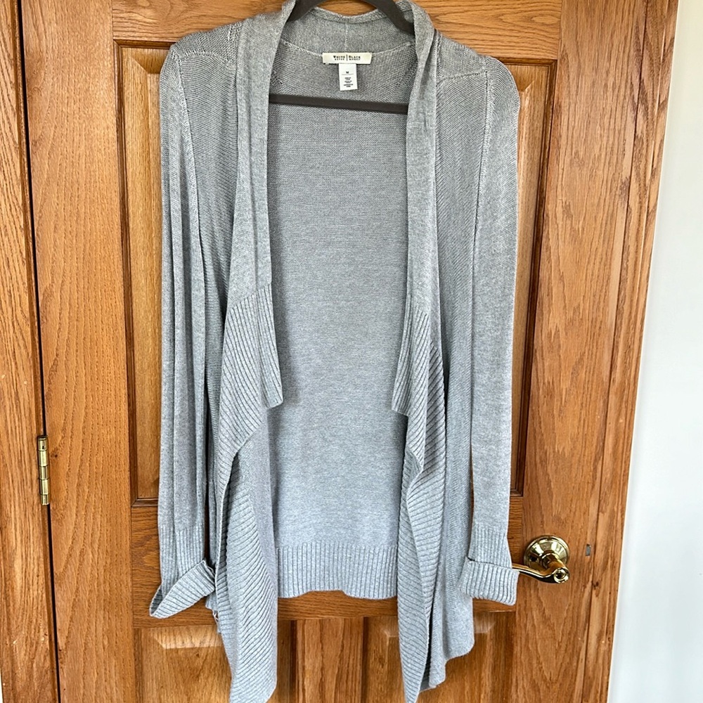 WHBM- White House Black Market, Grey Drape Front Cardigan